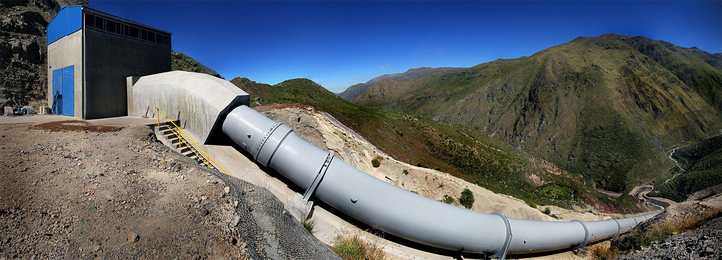 Data is first injected in the pipeline (Hydroelectric power station, Huanza, Peru.)